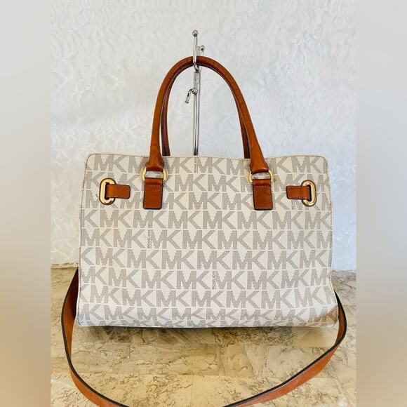 MICHAEL KORS Hamilton vanilla crossgrain leather satchel shoulder bag - Picture 2 of 9